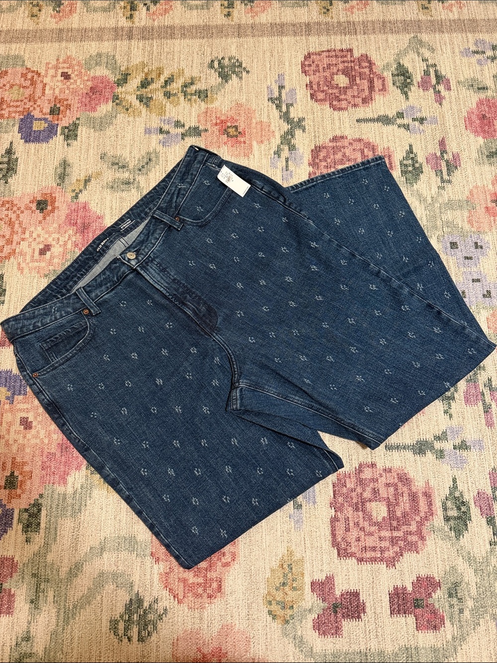 Old Navy Blue Straight-Leg Jeans with Micro Dot Pattern